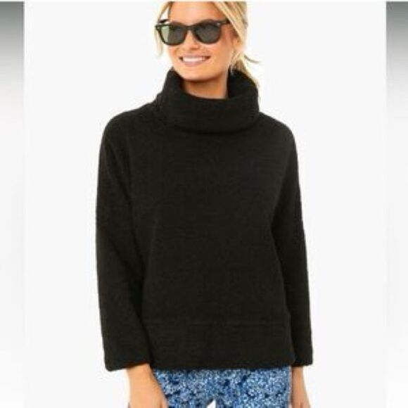 Tuckernuck Rollins Funnel Neck Pullover Sherpa Teddy Black size medium - Picture 1 of 6